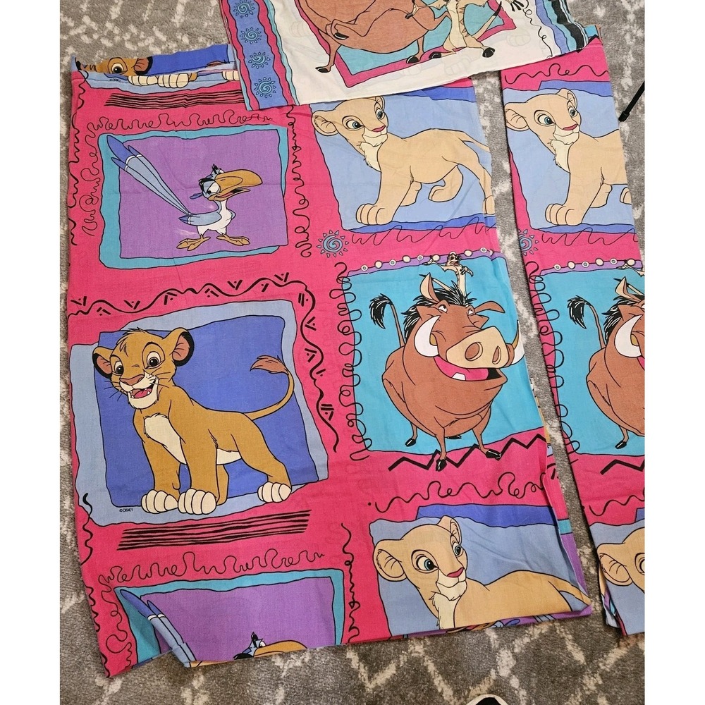 Vintage 90s Disney Twin 2 Flat Sheets Only & Pillow Case The Lion King